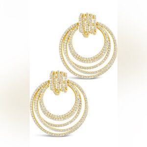 New STERLING FOREVER CZ circle drop earrings